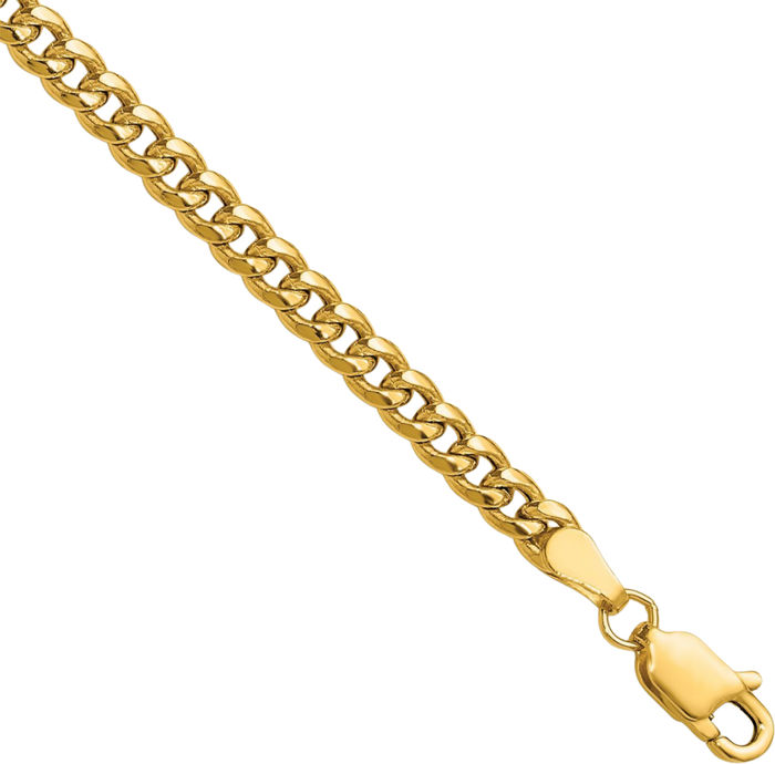 14K Solid Yellow Gold 3.5mm Miami Cuban Curb Link Chain Anklet Summer Beach Foot Ankle Bracelet