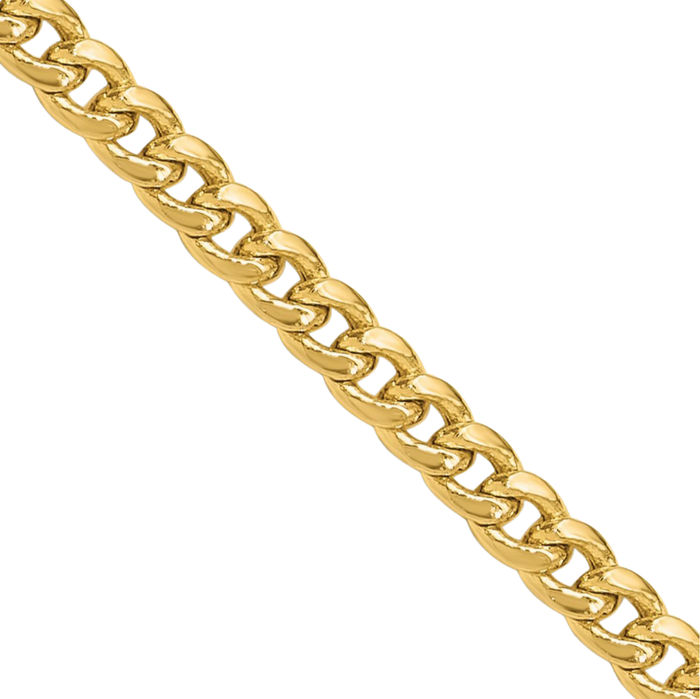 14K Solid Yellow Gold 3.5mm Miami Cuban Curb Link Chain Necklace