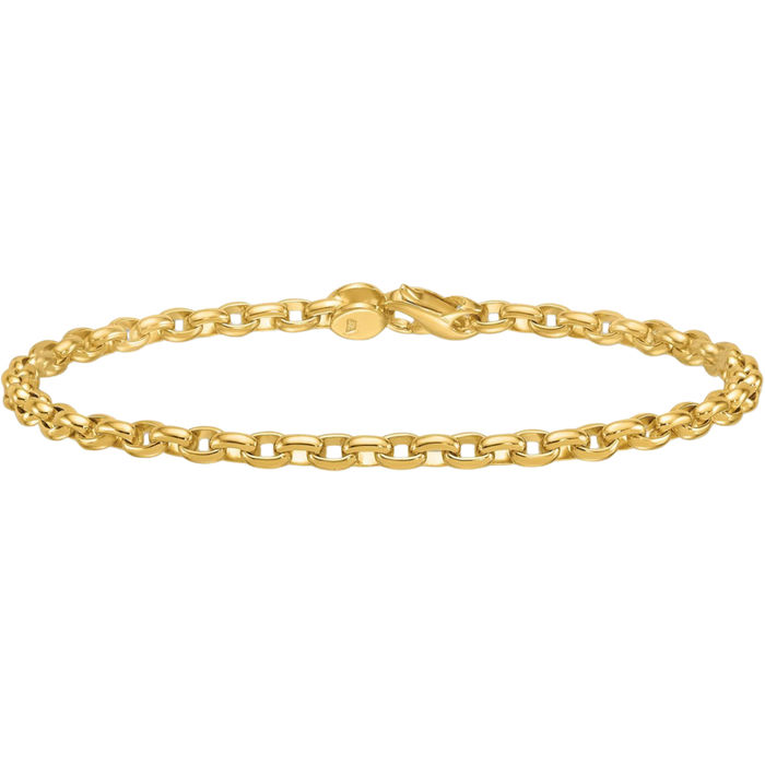 14K Solid Yellow Gold 3.5mm Oval Cable Rolo Link Chain Bracelet