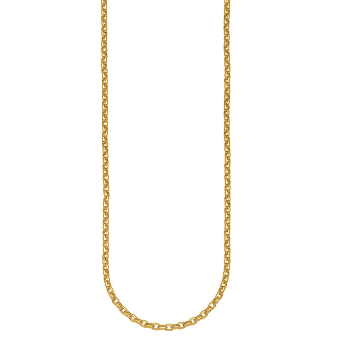 14K Solid Yellow Gold 3.5mm Oval Cable Rolo Link Chain Belcher Necklace