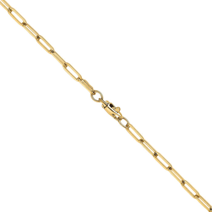 14K Solid Yellow Gold 3.5mm Paperclip Cable Rolo Link Chain Belcher Necklace