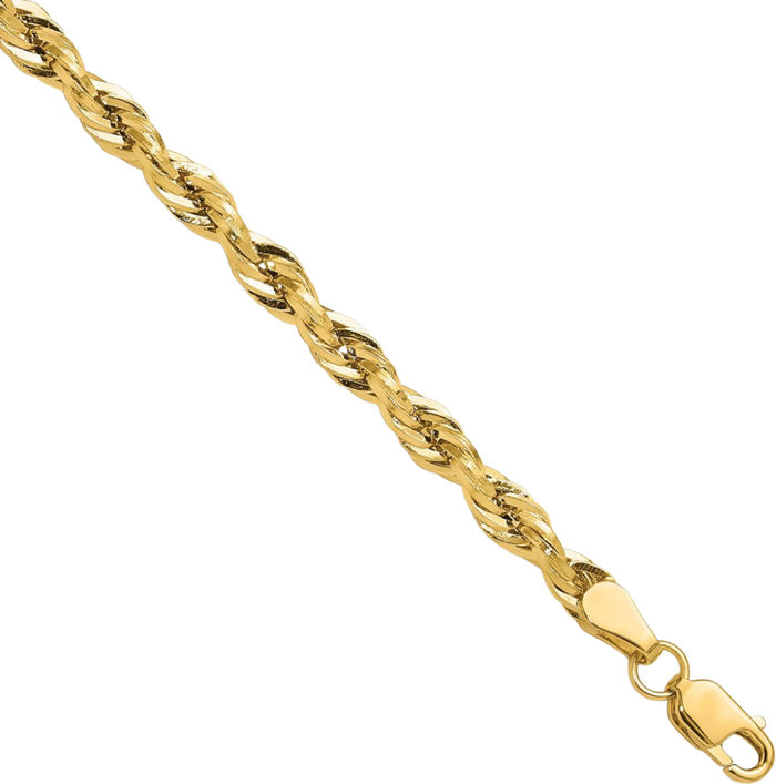 14K Solid Yellow Gold 3.5mm Rope Chain Twisted Link Necklace