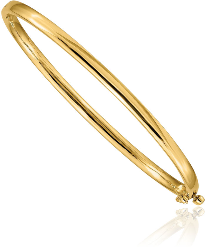 14K Solid Yellow Gold 3.6mm Bangle Bracelet