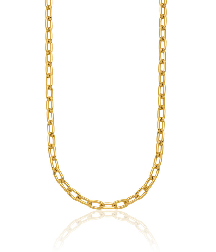 14K Solid Yellow Gold 3.6mm Oval Cable Rolo Link Chain Belcher Necklace