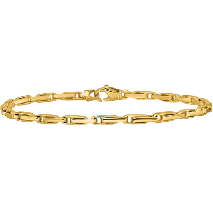 14K Solid Yellow Gold 3.75mm Link Chain Bracelet