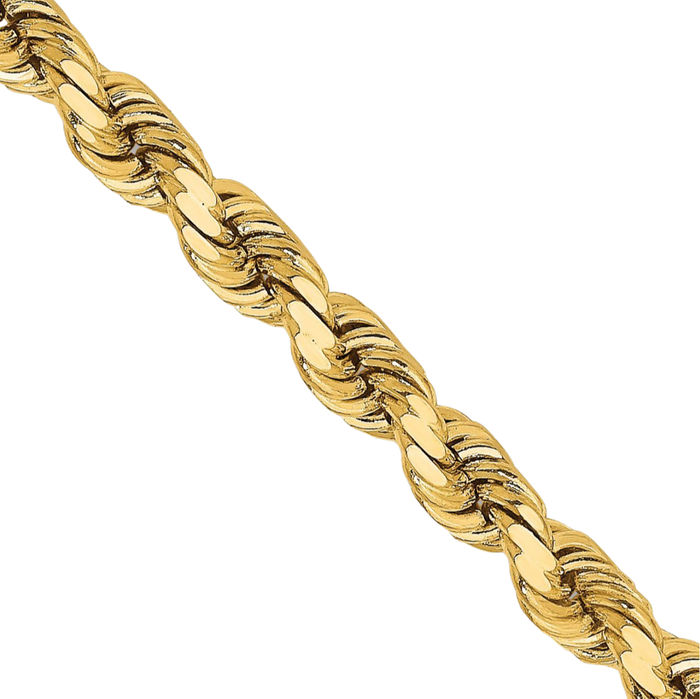 14K Solid Yellow Gold 3.75mm Rope Chain Twisted Link Necklace