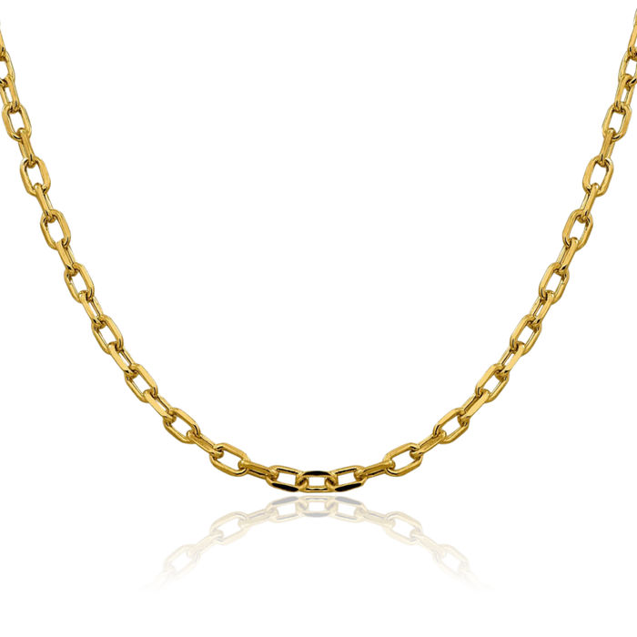 14K Solid Yellow Gold 3.7mm Cable Rolo Link Chain Belcher Necklace