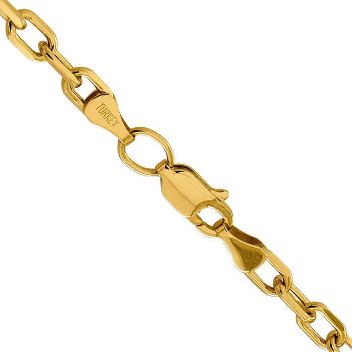 14K Solid Yellow Gold 4.9mm Cable Rolo Link Chain Belcher Necklace