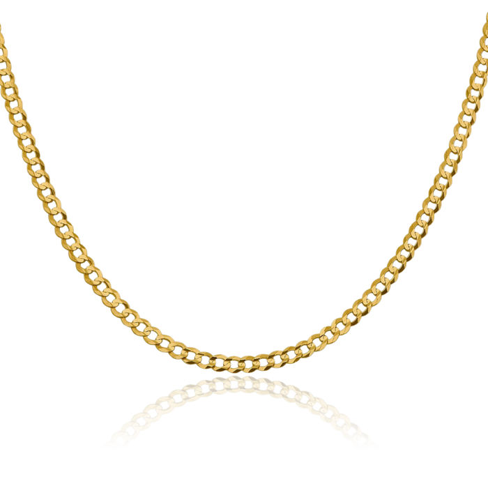 14K Solid Yellow Gold 3.7mm Cuban Curb Link Chain Necklace