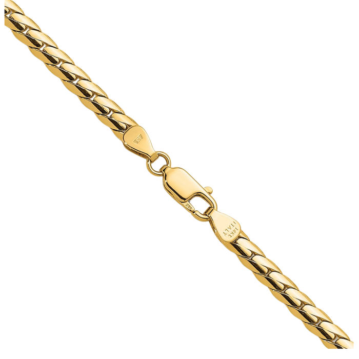 14K Solid Yellow Gold 3.7mm Curb Link Chain Necklace