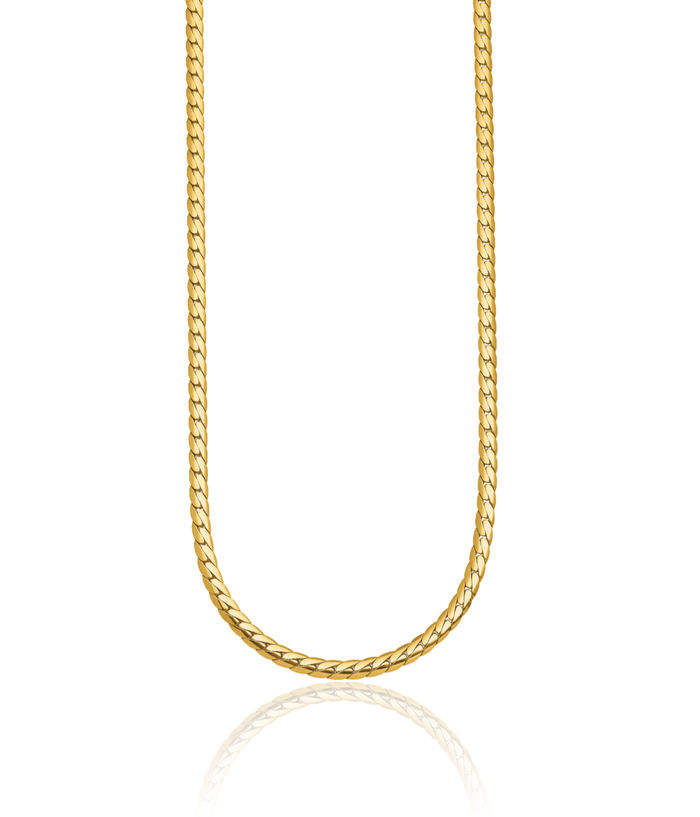 14K Solid Yellow Gold 3.7mm Curb Link Chain Necklace