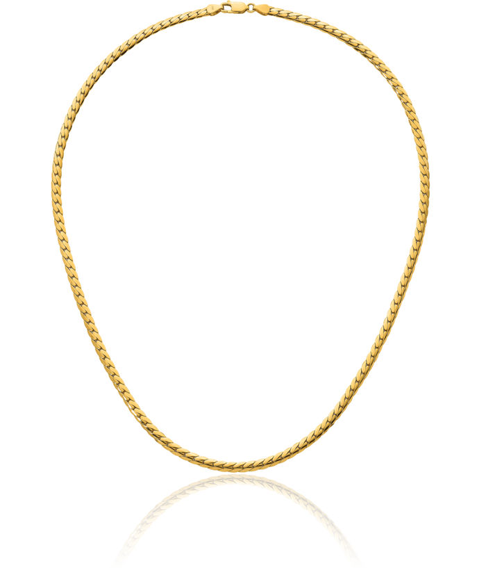 14K Solid Yellow Gold 3.7mm Curb Link Chain Necklace