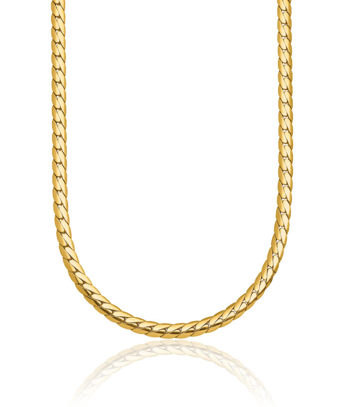 14K Solid Yellow Gold 3.7mm Curb Link Chain Necklace