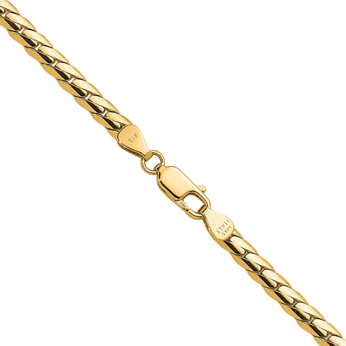 14K Solid Yellow Gold 3.7mm Curb Link Chain Necklace