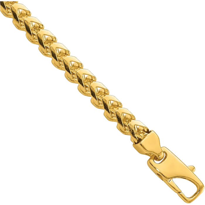 14K Solid Yellow Gold 3.7mm Franco Figaro Link Chain Bracelet