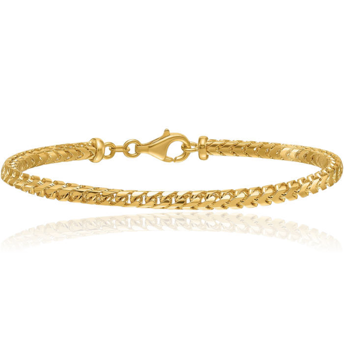 14K Solid Yellow Gold 3.7mm Franco Link Chain Bracelet