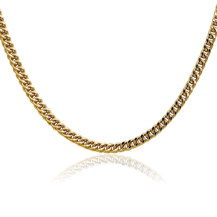 14K Solid Yellow Gold 3.7mm Franco Link Chain Necklace