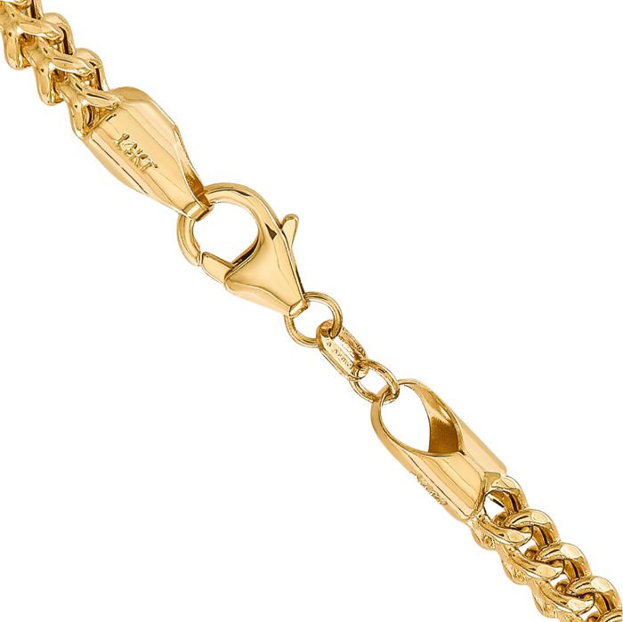 14K Solid Yellow Gold 3.7mm Franco Link Chain Necklace