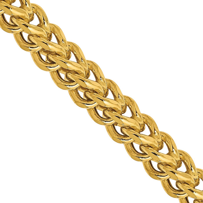 14K Solid Yellow Gold 3.7mm Franco Link Chain Necklace