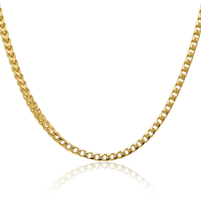 14K Solid Yellow Gold 3.7mm Franco Link Chain Necklace