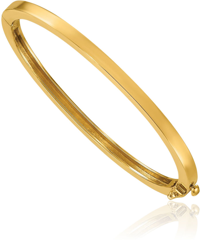 14K Solid Yellow Gold 3.8mm Bangle Bracelet