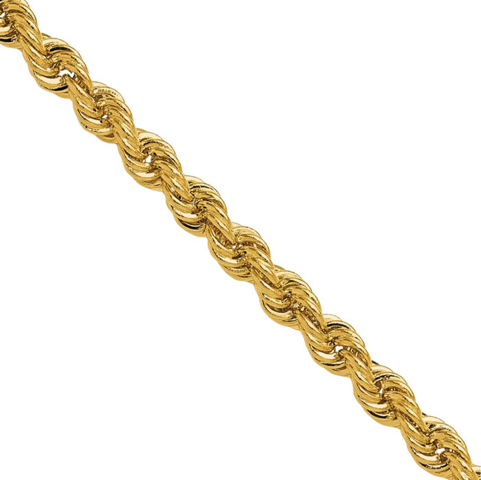 14K Solid Yellow Gold 3.8mm Rope Chain Twisted Link Necklace