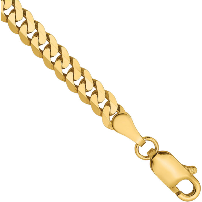 14K Solid Yellow Gold 3.9mm Curb Link Chain Bracelet