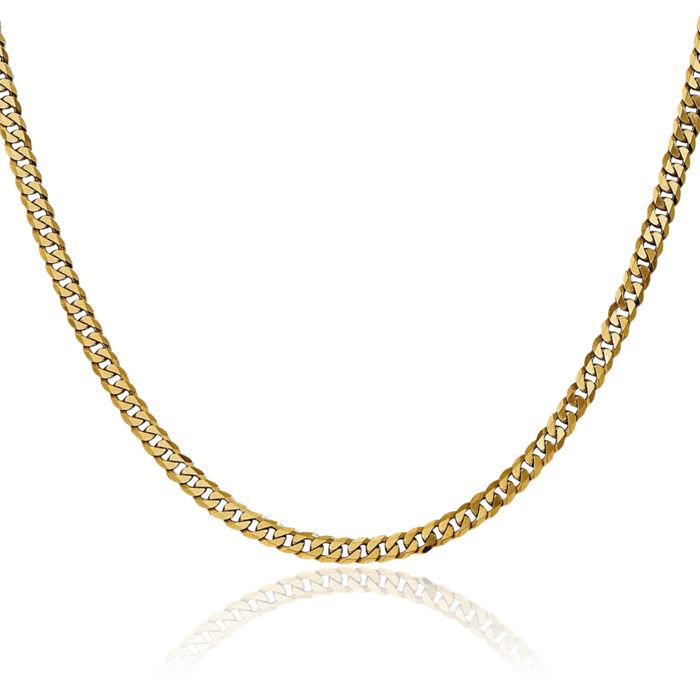 14K Solid Yellow Gold 3.9mm Curb Link Chain Necklace