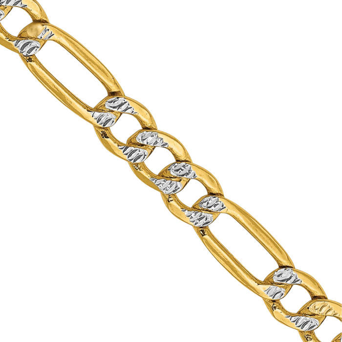 14K Solid Yellow Gold 3.9mm Figaro Link Chain Necklace