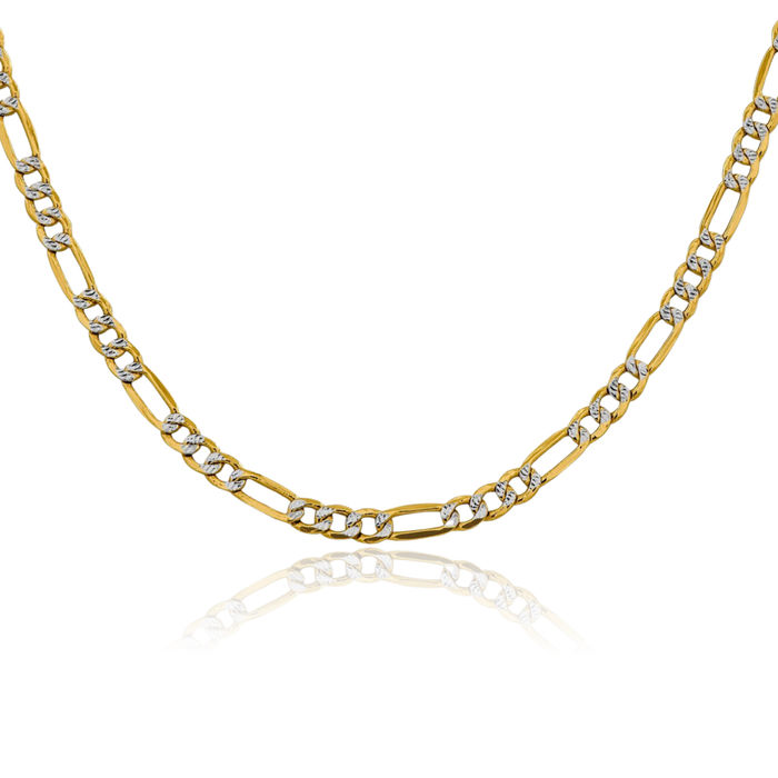 14K Solid Yellow Gold 3.9mm Figaro Link Chain Necklace