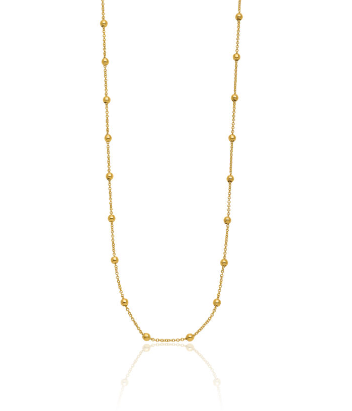 14K Solid Yellow Gold 3mm Beaded Ball Cable Rolo Link Chain Belcher Necklace