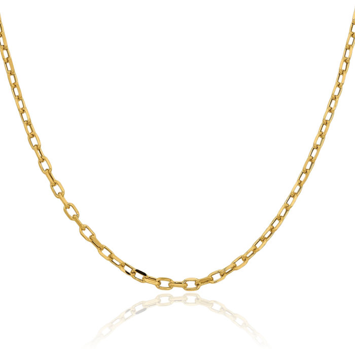 14K Solid Yellow Gold 3mm Cable Rolo Link Chain Belcher Necklace