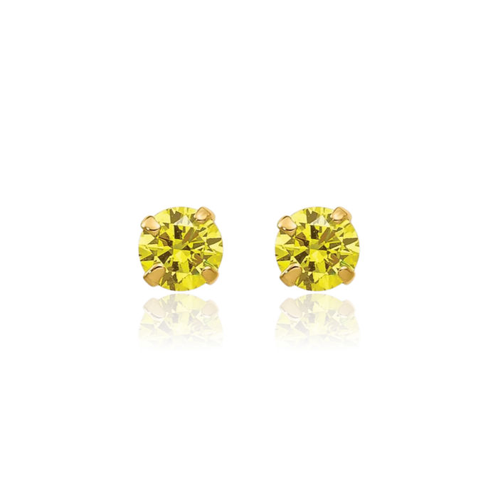 14K Solid Yellow Gold 3mm Orange Citrine Studs Gemstone Earrings November Birthstone Jewelry