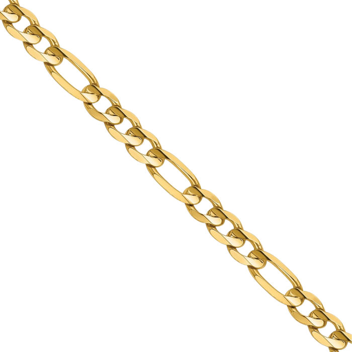 14K Solid Yellow Gold 3mm Concave Figaro Link Chain Necklace