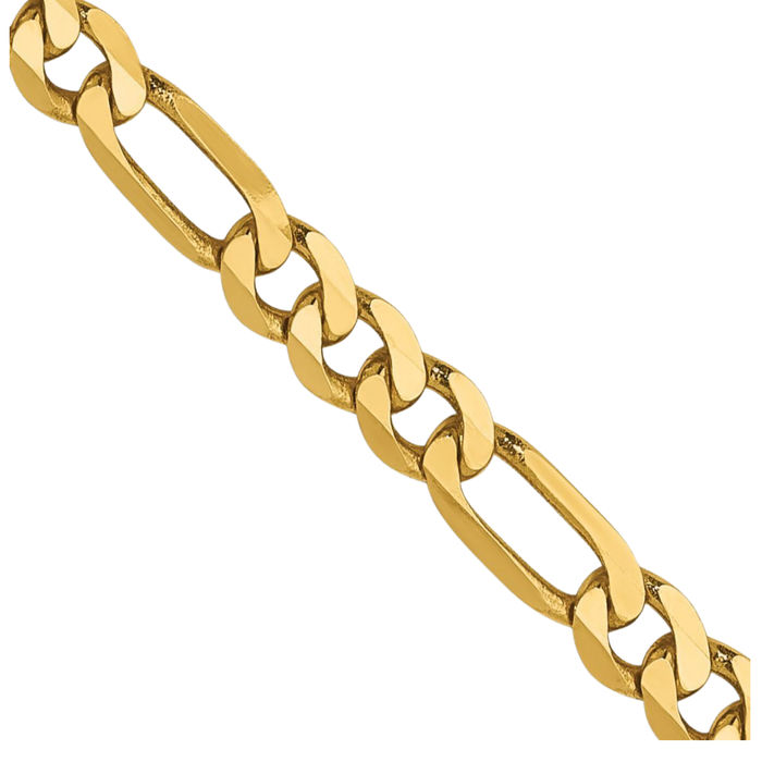 14K Solid Yellow Gold 3mm Figaro Link Chain Necklace