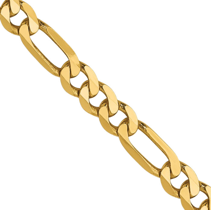 14K Solid Yellow Gold 3mm Figaro Link Chain Necklace