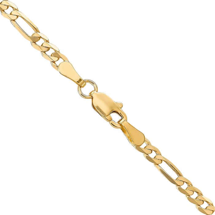 14K Solid Yellow Gold 3mm Figaro Link Chain Necklace