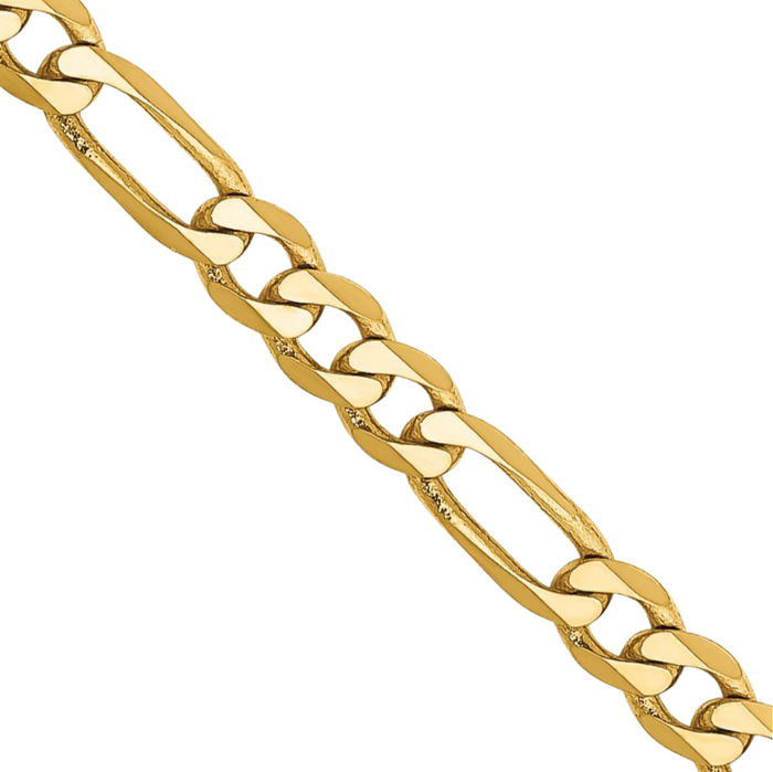 14K Solid Yellow Gold 3mm Figaro Link Chain Necklace