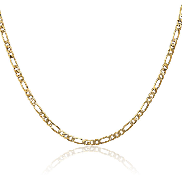 14K Solid Yellow Gold 3mm Figaro Link Chain Necklace