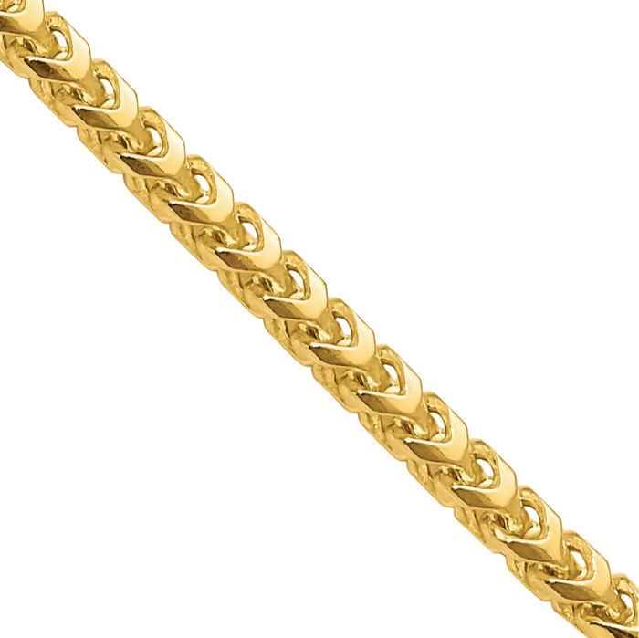 14K Solid Yellow Gold 3mm Franco Link Chain Necklace