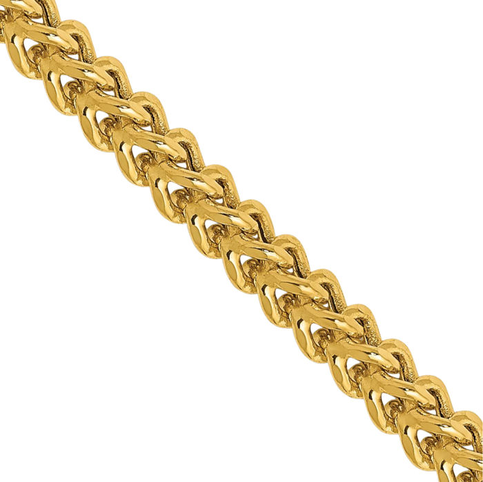 14K Solid Yellow Gold 3mm Franco Link Chain Necklace