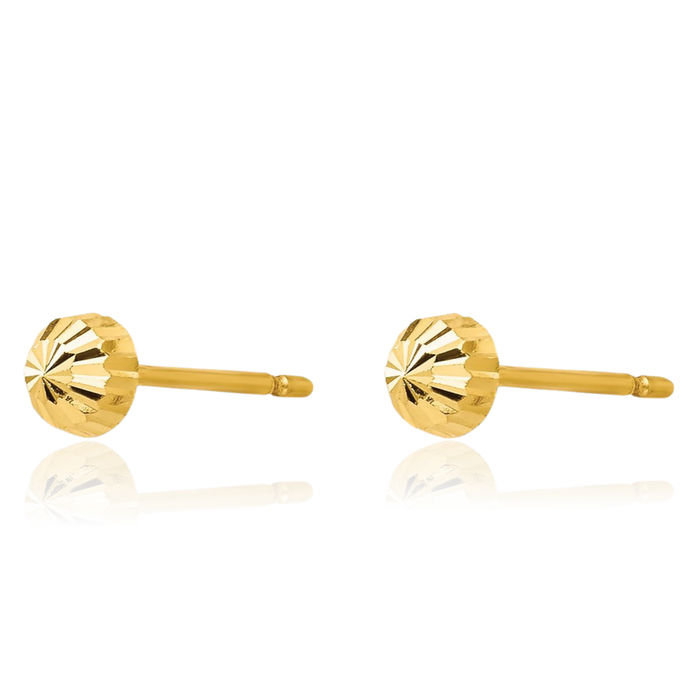 14K Solid Yellow Gold 3mm Half Ball Stud Earrings