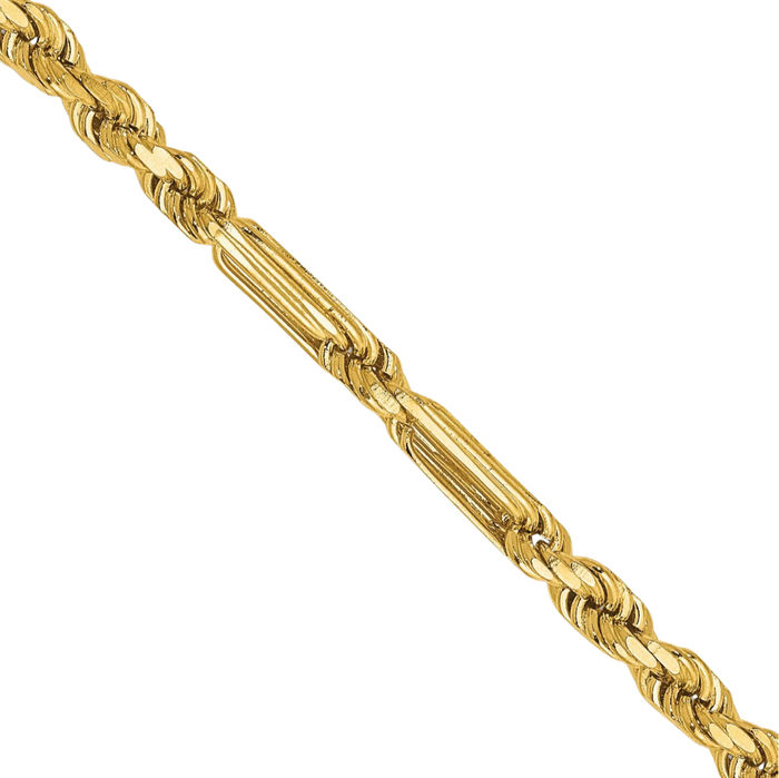 14K Solid Yellow Gold 3mm Milano Rope Chain Twisted Link Necklace