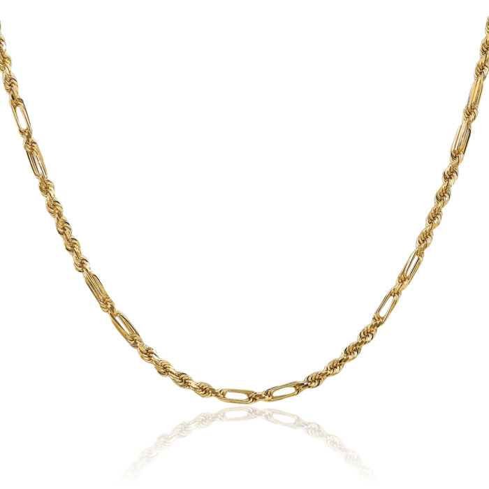 14K Solid Yellow Gold 3mm Milano Rope Chain Twisted Link Necklace