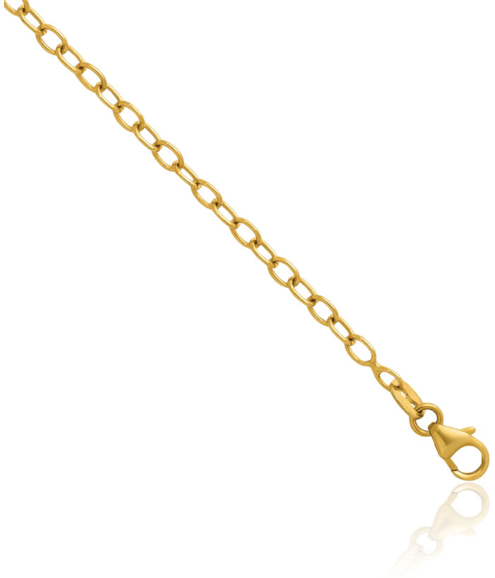 14K Solid Yellow Gold 3mm Oval Cable Rolo Link Chain Belcher Necklace