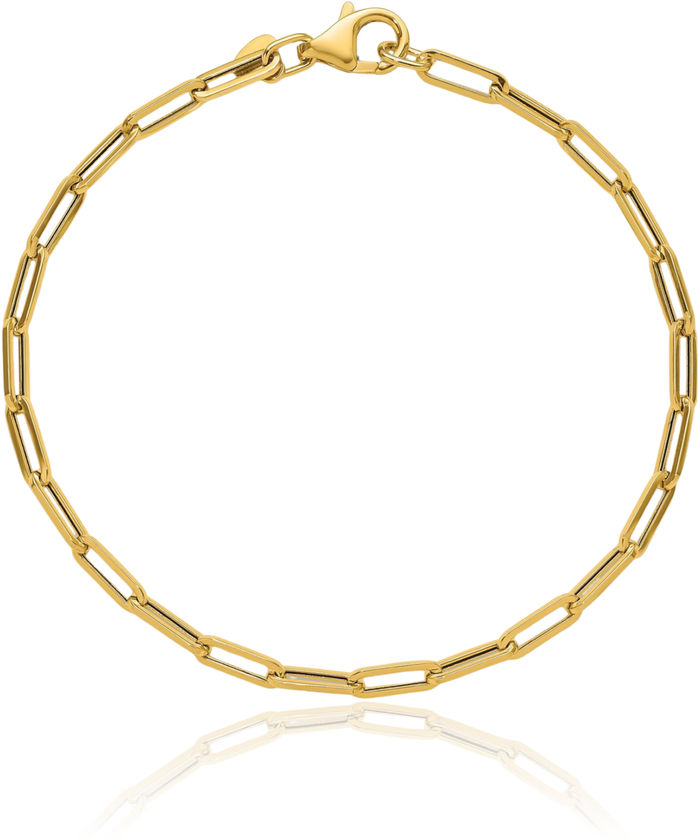 14K Solid Yellow Gold 3mm Paperclip Cable Rolo Link Chain Bracelet