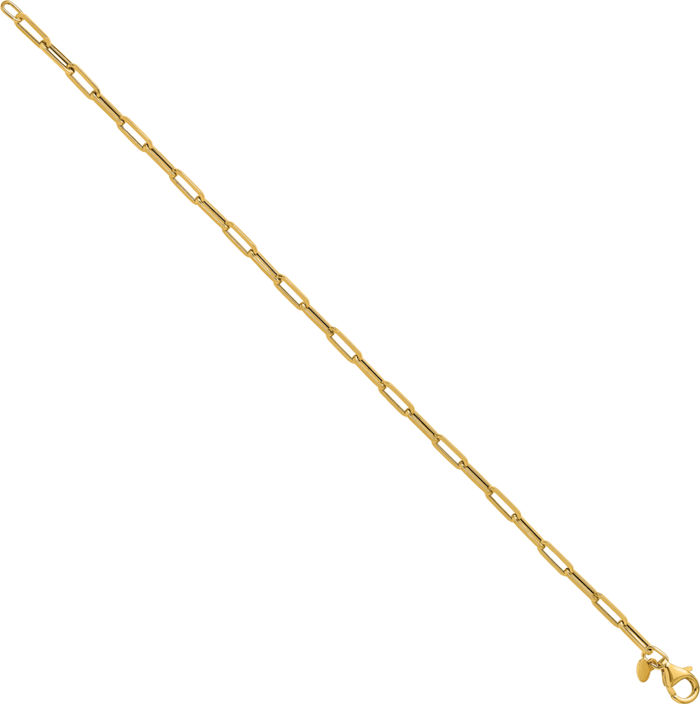 14K Solid Yellow Gold 3mm Paperclip Cable Rolo Link Chain Bracelet