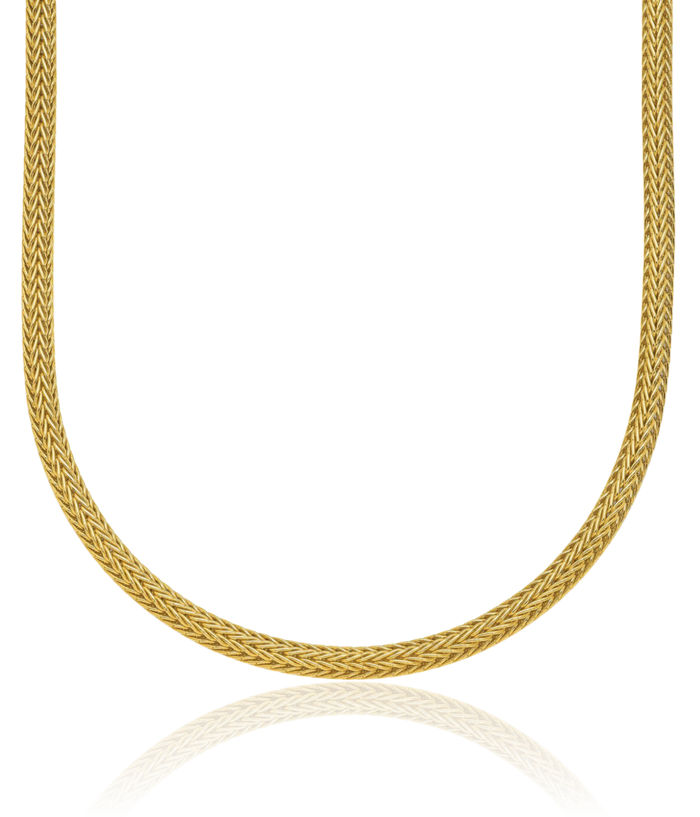 14K Solid Yellow Gold 4mm Popcorn Mesh Chain Necklace