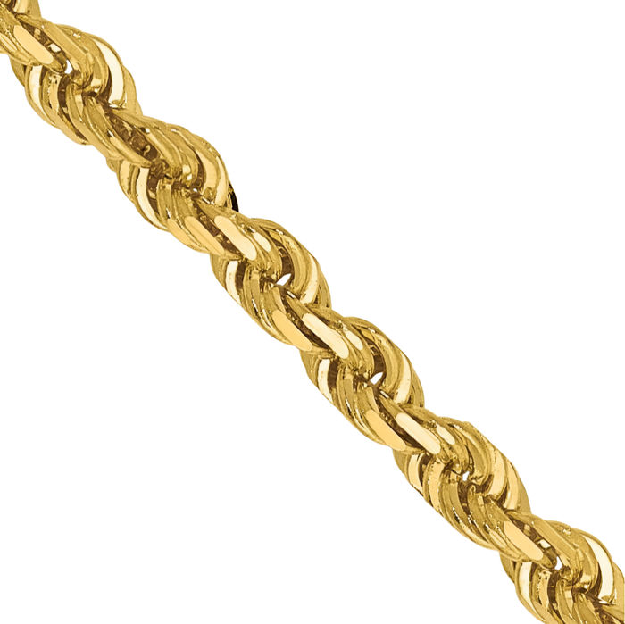 14K Solid Yellow Gold 3mm Quadruple Rope Chain Twisted Link Necklace