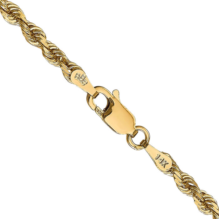 14K Solid Yellow Gold 3mm Quadruple Rope Chain Twisted Link Necklace